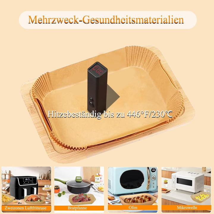 Pulsky Backpapier für Ninja Heissluftfritteuse, 200 Stück Airfryer Papier 22 * 14 CM BPA-Freies, Air