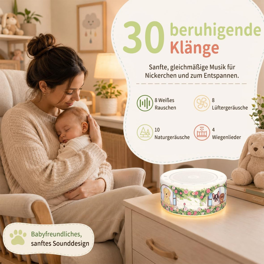 KIPCUSH Weisses Rauschgerät mit 30 High-Fidelity-Soundtracks, Sound-Maschine für Babys, Erwachsene,