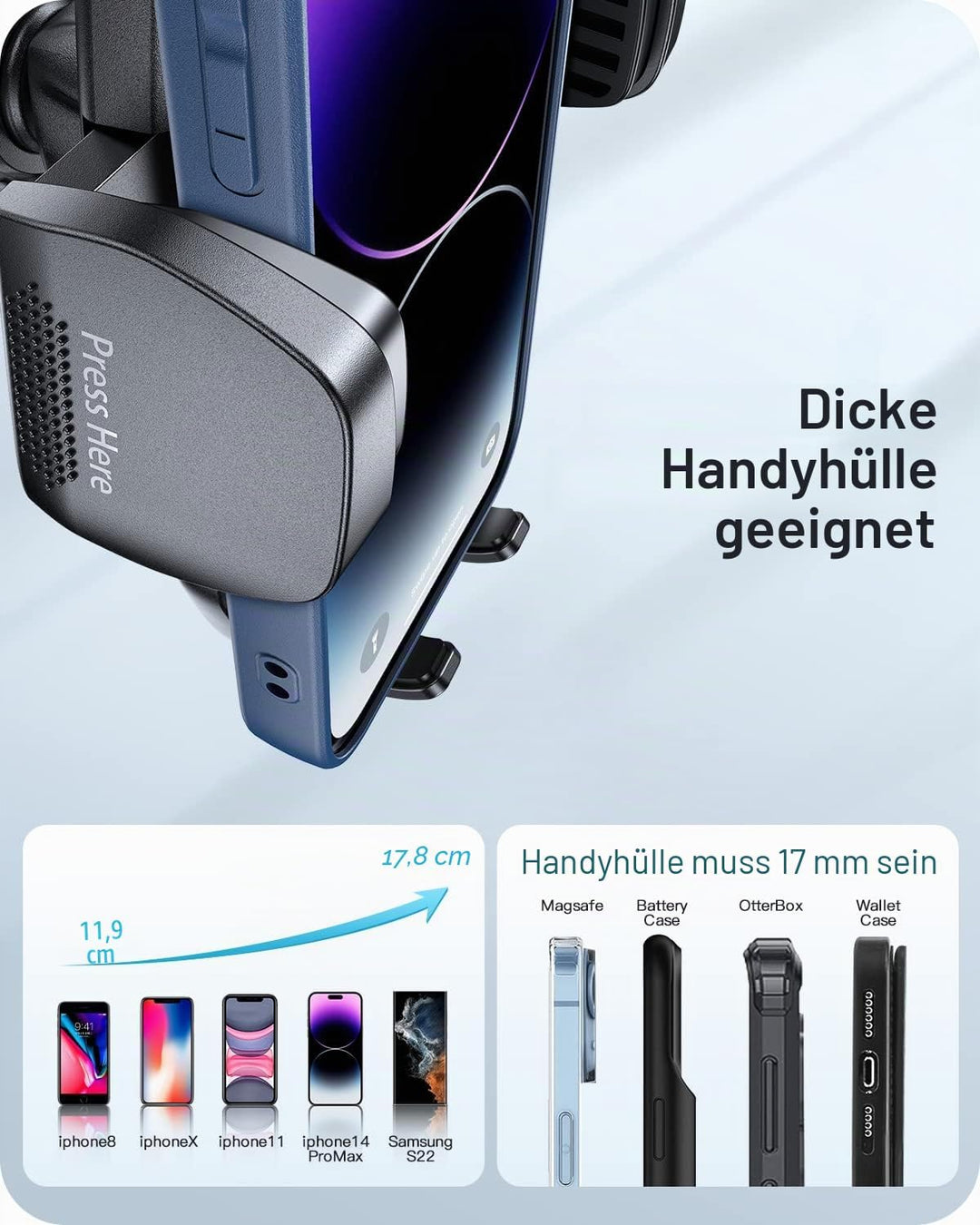 APPS2Car Handyhalterung Auto Saugnapf, Universal Kfz Handyhalterung,Smartphone Halterung Schwanenhal