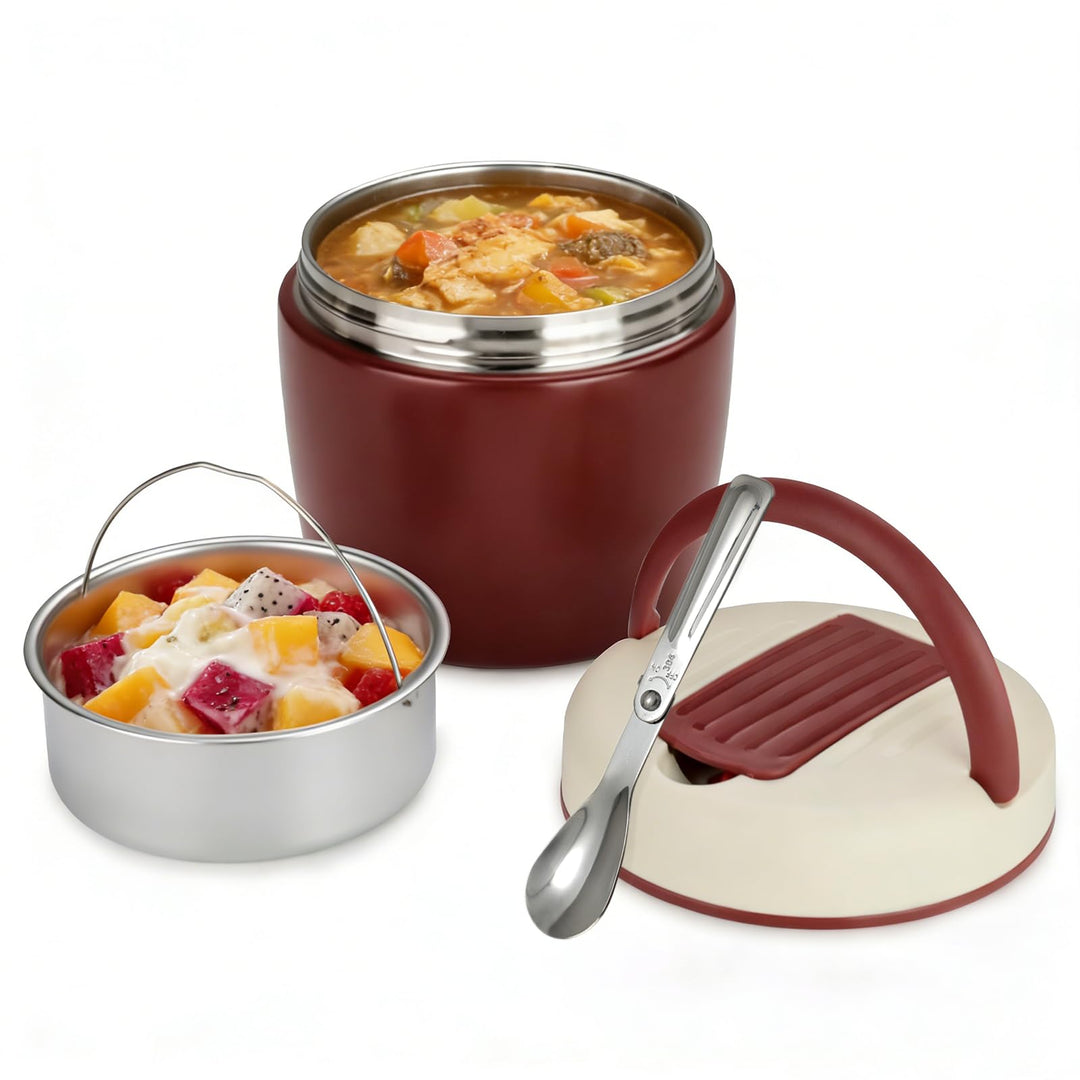 Cozary Thermobehälter für Essen 1200ml, Edelstahl 304 mit Löffel, Absolut Dicht, Hält 7 Stunden Heis
