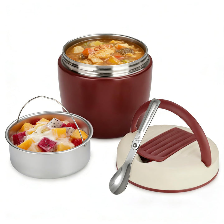 Cozary Thermobehälter für Essen 1200ml, Edelstahl 304 mit Löffel, Absolut Dicht, Hält 7 Stunden Heis