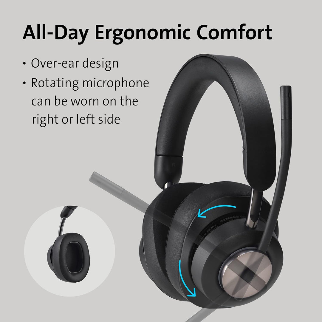 Kensington H3000 Over-Ear Bluetooth Kopfhörer mit Mikrofon, Windows- und Mac-kompatibles kabelloses