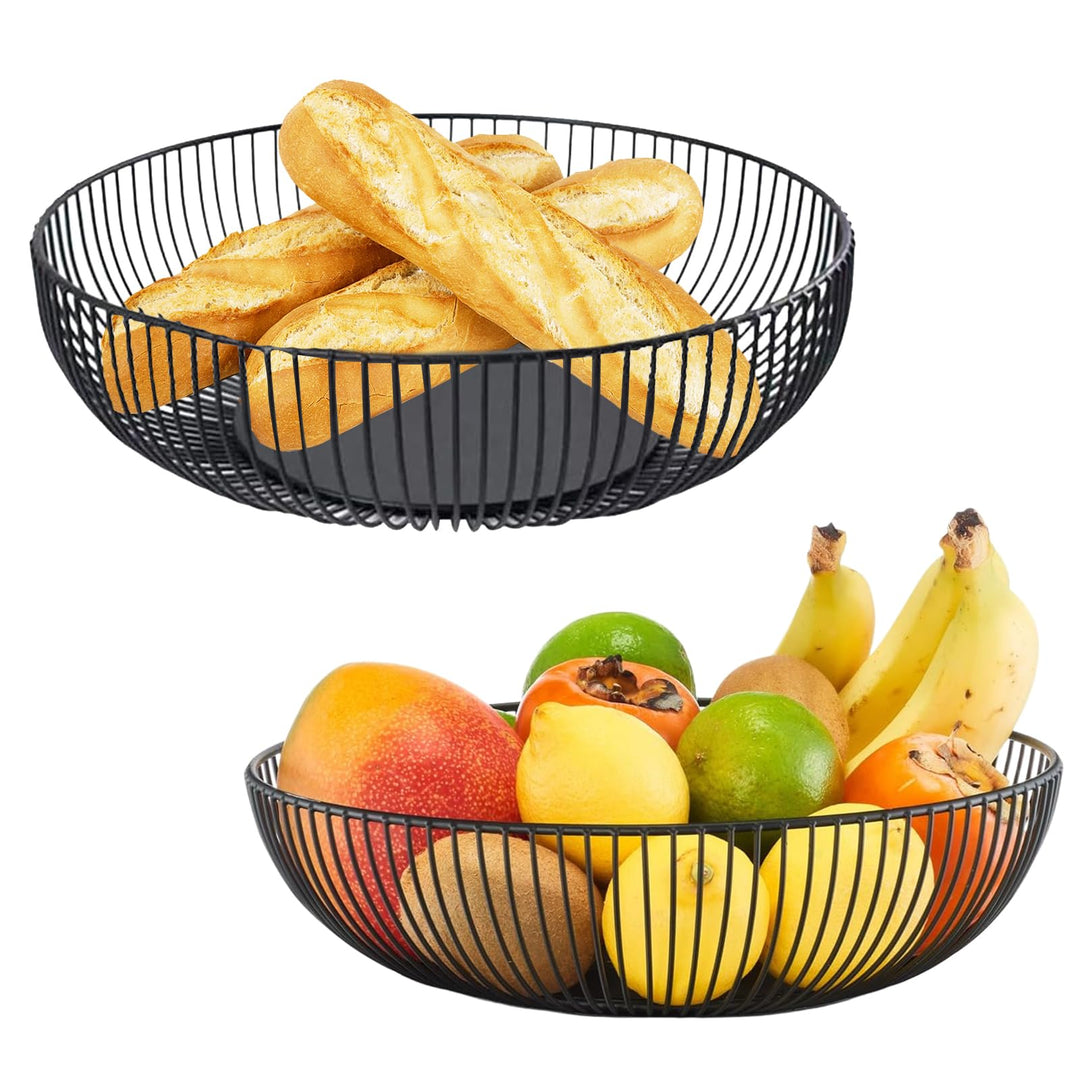 2 Stück Obstschale Metall 27.5x9 cm Obstkorb Schwarz Matt Obstschale Design Durchbrochener Dekorativ