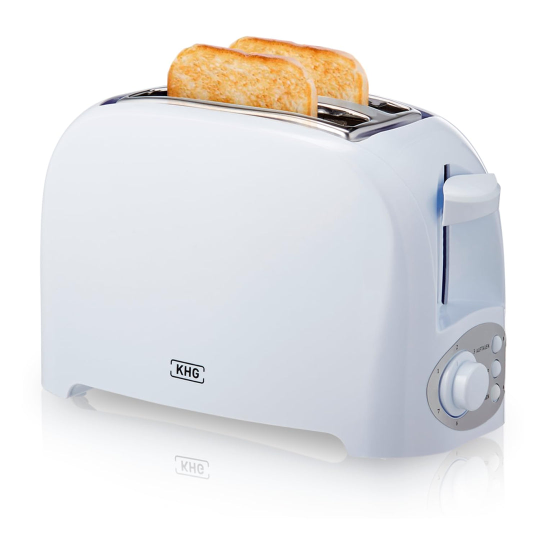 KHG Toaster TO-755 W | Toaster 2 Scheiben Weiss 750 W | mit Brötchenaufsatz, 7 Bräunungsstufen mit B