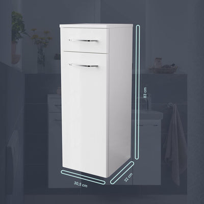 FACKELMANN Milano Midischrank mit Tür und Schublade – Schrank für Badezimmer (30,5 cm x 83 cm x 32 c