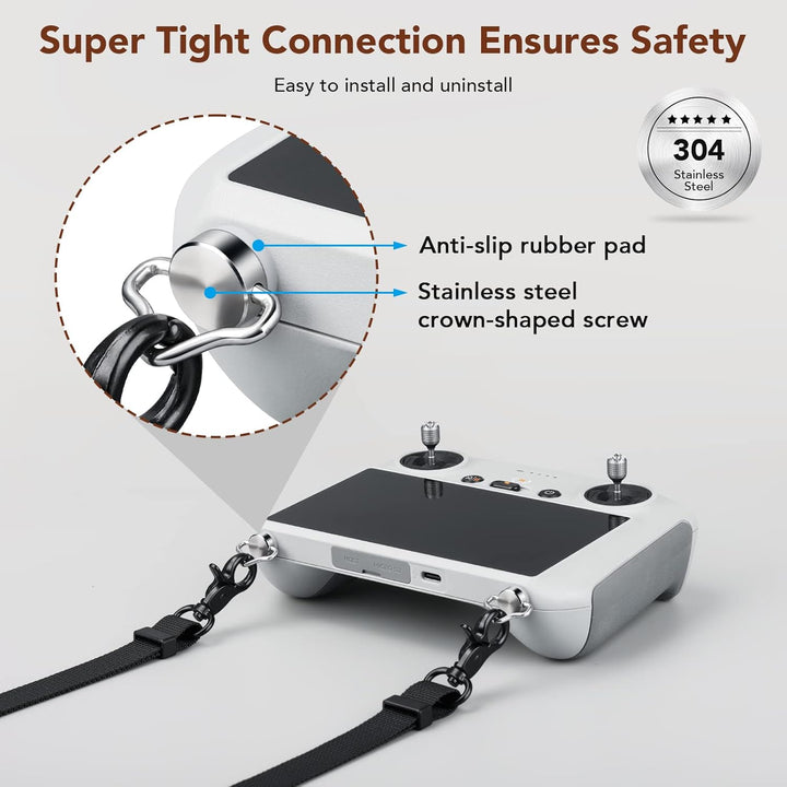 Lykus Gurt/Schlüsselband/Strap/Lanyard für DJI RC/DJI RC 2/DJI RC Pro/RC Plus, schwarzer Riemen, Kro