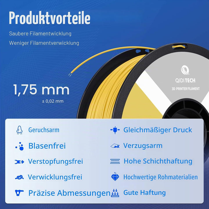 QIDI TECH ABS Rapido Filament 1.75mm, 3D Drucker Filament ABS 1kg Spule (2.2lbs), geeignet für Hochg