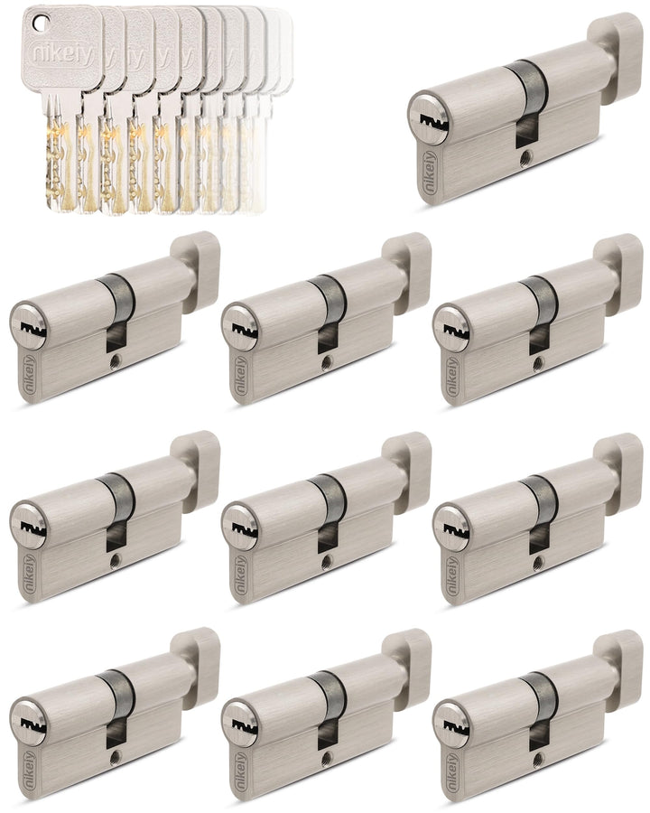 GERCAR Pro 10x Knaufzylinder 40/40 gleichschliessend Set 10 Schliesszylinder mit Knauf inkl. 50 Schl
