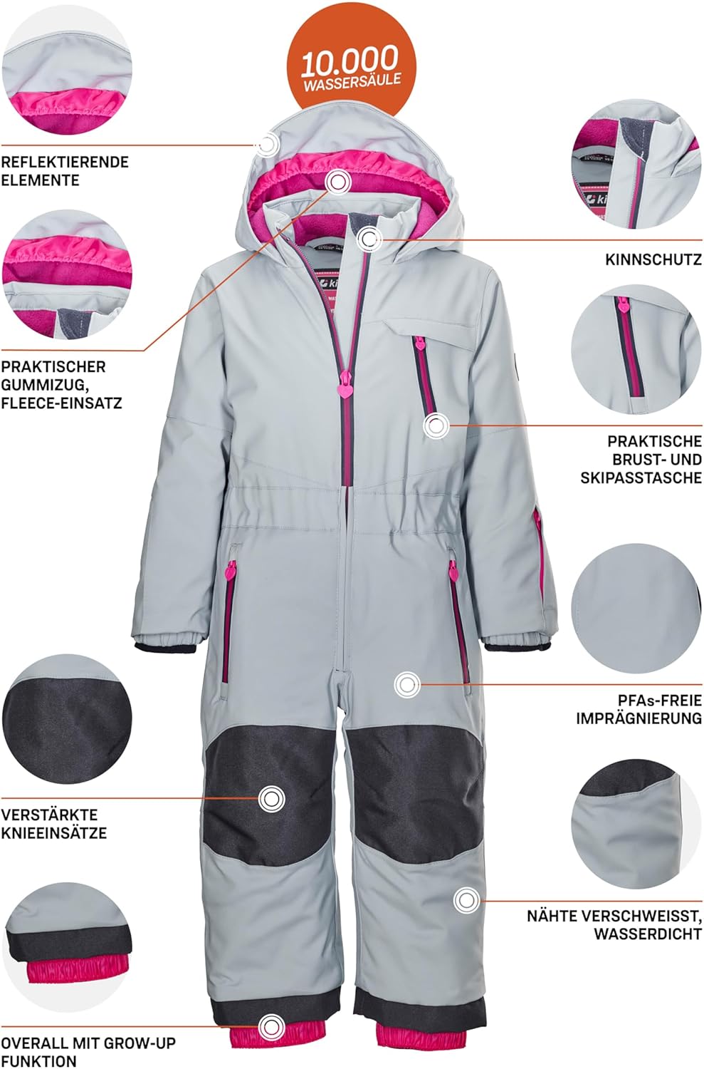 Killtec Jungen Skioverall/Schneehose mit Kapuze Gauror Jr 116 hell stahlblau, 116 hell stahlblau