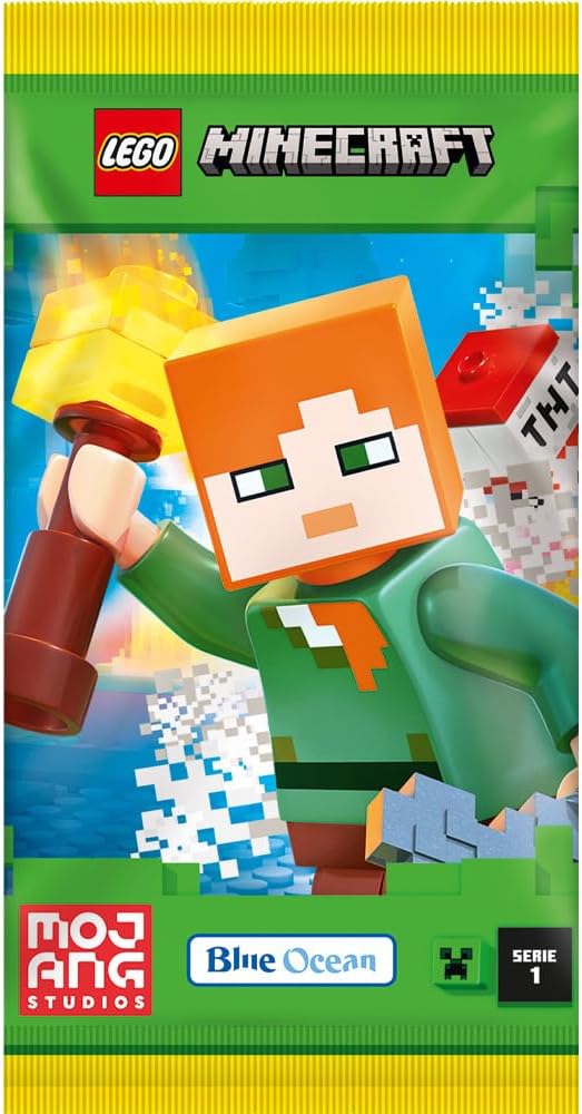 Bundle mit Lego Minecraft Serie 1 Trading Cards - 1 Leere Sammelmappe + 10 Booster + 2 Limitierte St