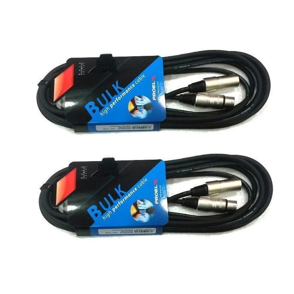 PROEL BULK250LU5 Paar professionelle symmetrische Audiokabel xlr Stecker - xlr Buchse, 5 Meter, schw
