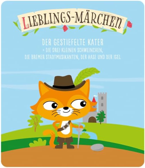 tonies Hörfiguren für Toniebox, Lieblings-Märchen – Der gestiefelte Kater und 3 weitere Märchen, Hör