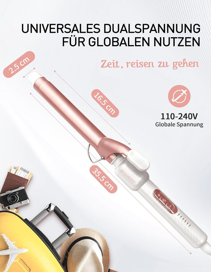Lockenstab 1 Zoll, Reise-Lockenstab, Rosegold | Dual Voltage – Curling Iron &amp; Lockenstab für kurze H