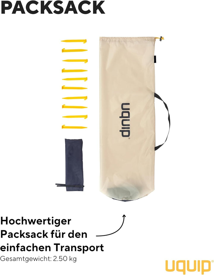 Uquip Strandmuschel Speedy XL Boulder I 170 x 115 x 230 cm I UPF 50+ Strandzelt zum Schutz vor Sonne