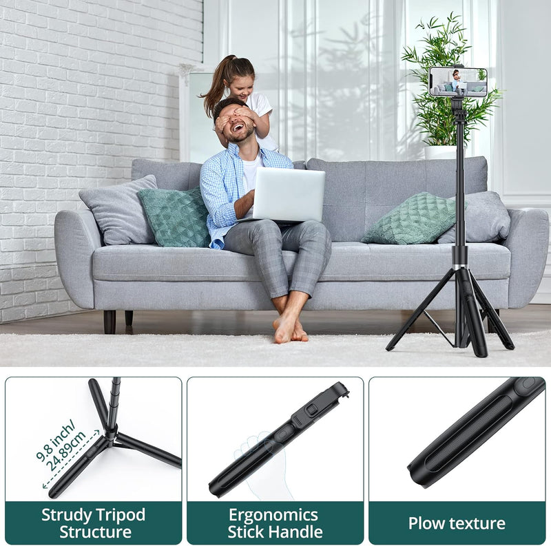 ATUMTEK Selfie-Stick 150CM 3 in 1 Selfie Stick Bluetooth Teleskop Selfie Stick Stativ mit Abnehmbare