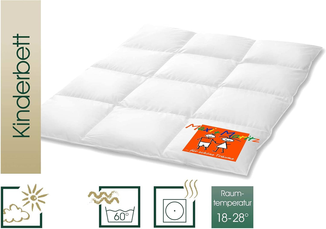 HANSKRUCHEN® Maxi und Moritz Daunen Kinderbettdecke 135x100 cm - Winter - Made in Germany Baby Bettd