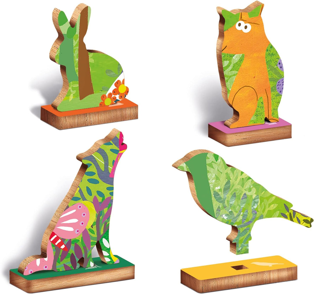 Ludattica Puzzle: Woody Puzzel FORêt, 25 x 35 cm, 48 Teile, 12 Figuren aus Holz, 5