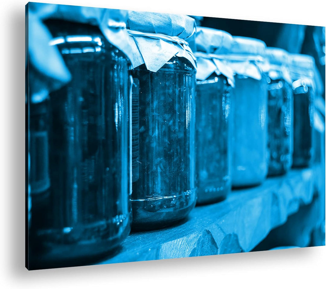 deyoli Eingelegte Früchte Format 80x60 Effekt: Monocrome Blau als Leinwandbild, Motiv fertig gerahmt