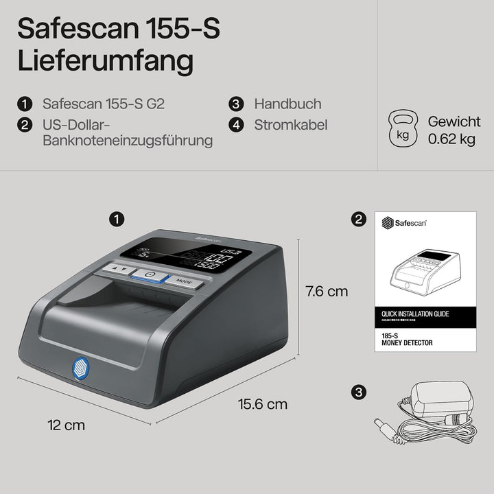 Safescan 185-S automatischer Geldscheinprüfer zur schnellen Überprüfung von Geldscheinen - Inklusive