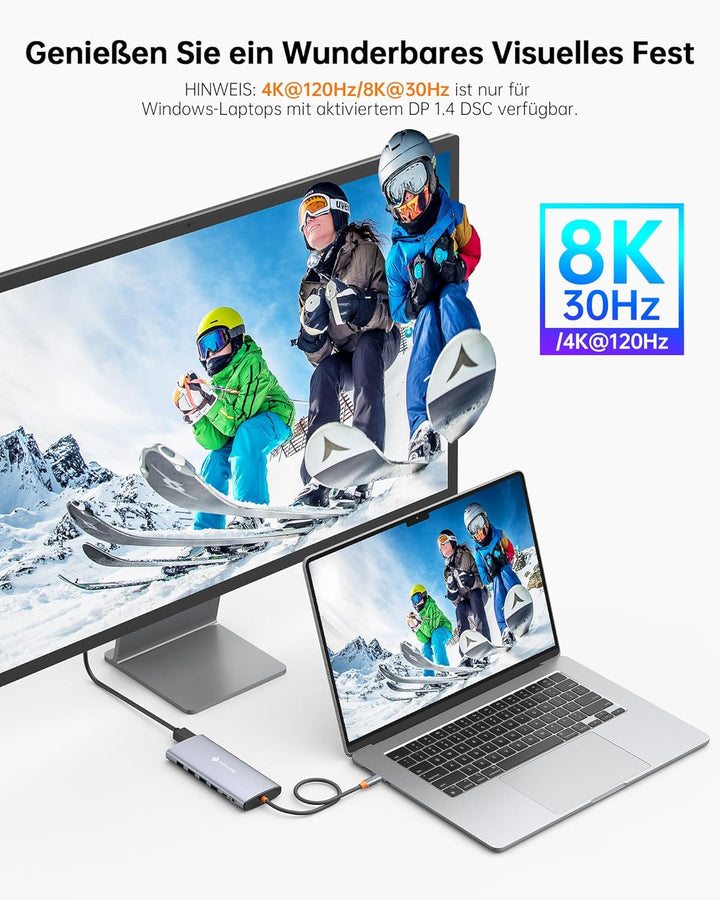 NOVOO USB C Docking Station 14-in-1 USB C Hub Triple Display mit 2 HDMI 4K@60Hz,DisplayPort 4K@120Hz