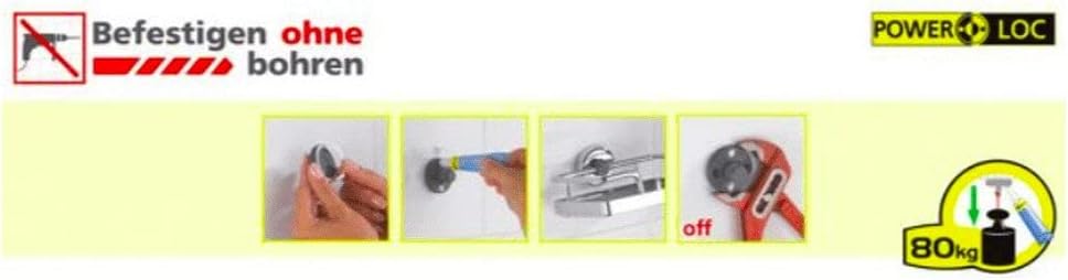 WENKO Power-Loc Handtuchhalter mit 2 Armen Sion Befestigen ohne bohren Chrom