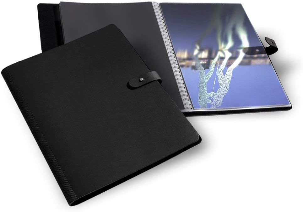 PRAT Pampa - Spiralalbum A3-30x42cm - mit 20 austauschbaren Crystal Laser Hüllen - Schwarz