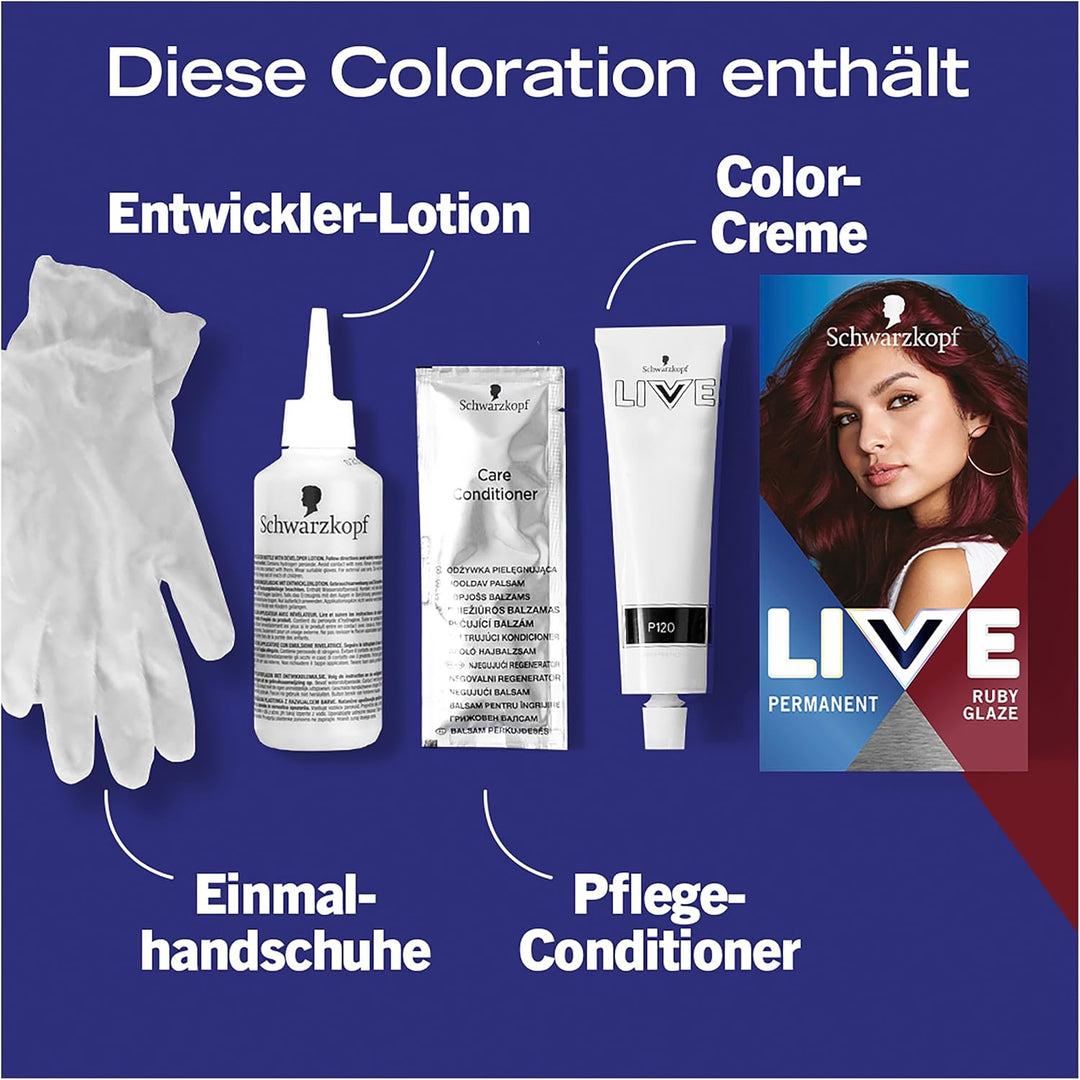 Schwarzkopf Live Urban Metallics U68 Ruby Glaze (3 x 142,5 ml), Haarfarbe mit integriertem Metallic