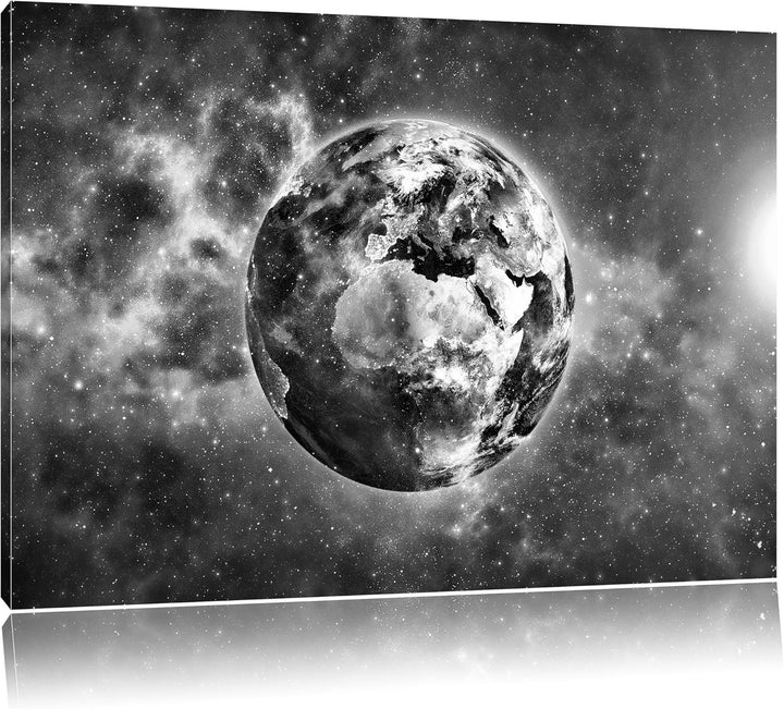 Pixxprint Erde im Universum / 100x70cm Leinwandbild bespannt auf Holzrahmen/Wandbild Kunstdruck Deko