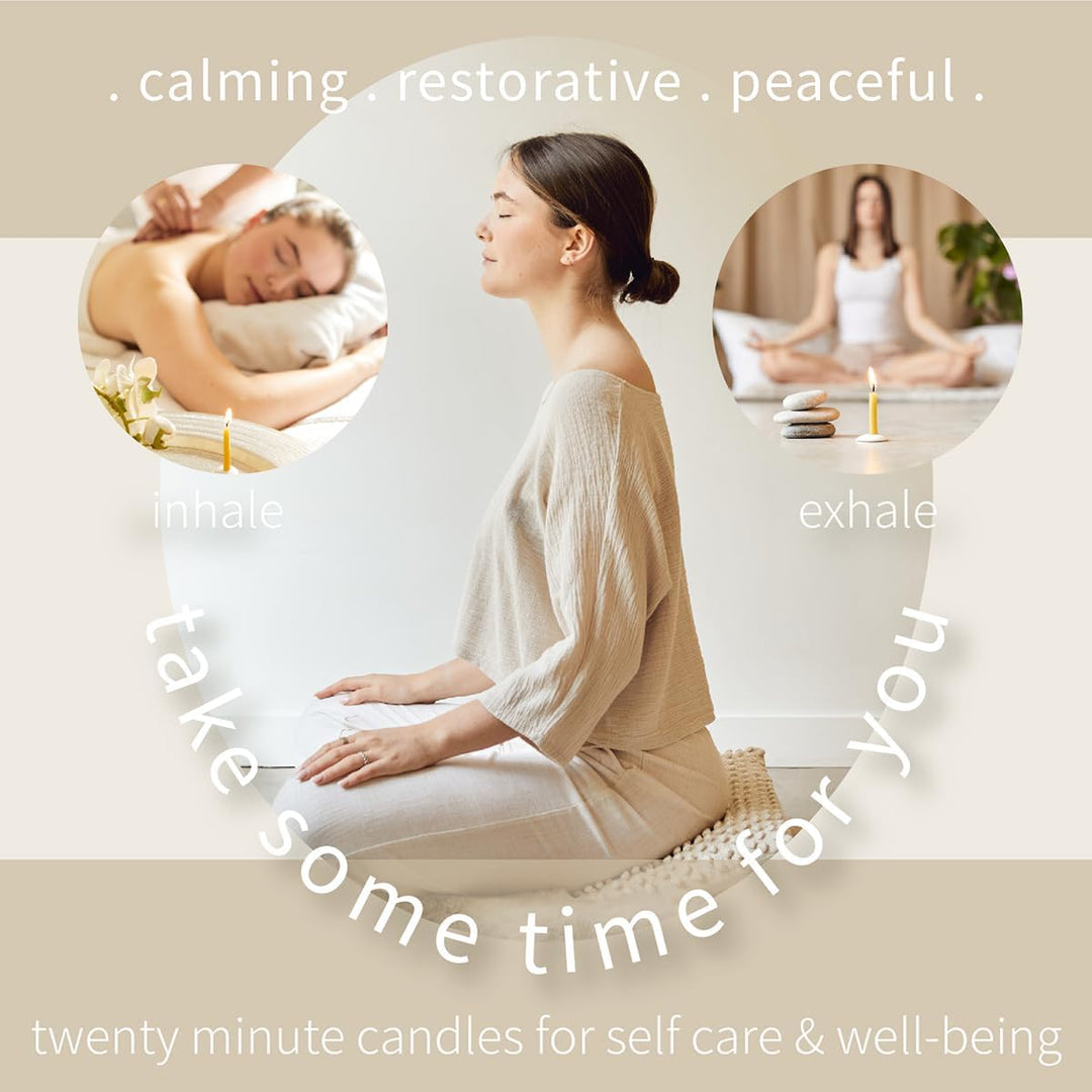 Signature Collection – Me Time (Folk) Kerzen, 20 Minuten, mit Keramikständer, 12 Stück