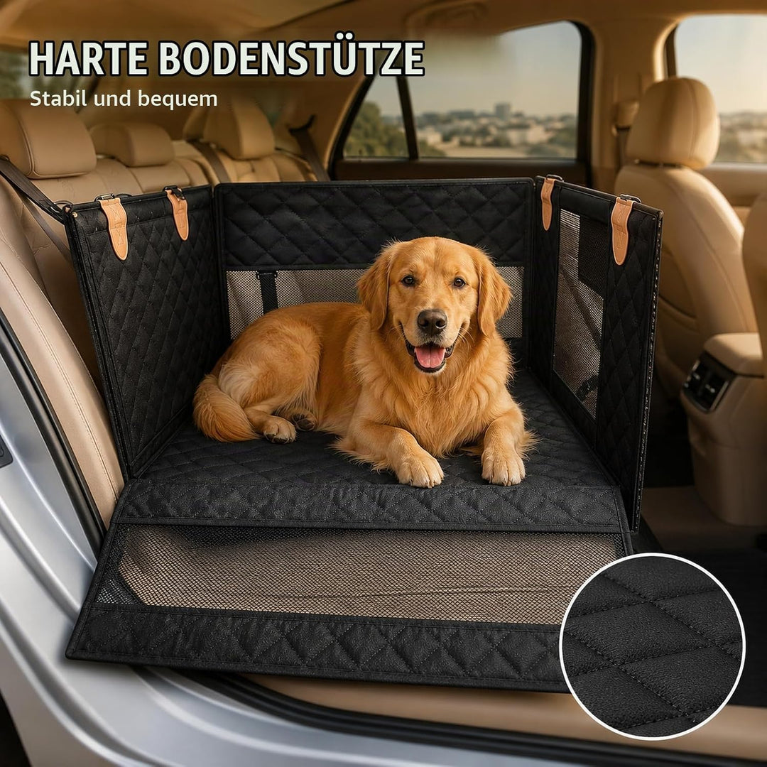 GOOGO Hunde Autositz für Rückbank, Wasserdichter Hundesitz Auto Rückbank mit Netzfenstern und 4 Befe