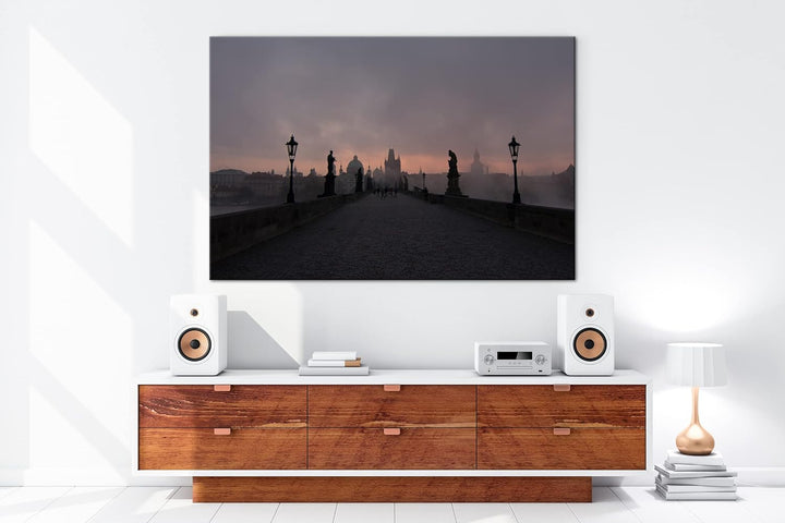 deyoli atemberaubende Brücke in Prag im Format: 80x60 als Leinwandbild, Motiv fertig gerahmt auf Ech