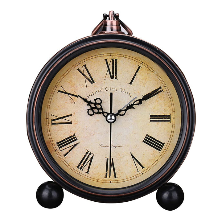 Europäische Retro Tischuhr Desktop Vintage Wecker Metall Ornamente Pendeluhr Home Wohnzimmer Schreib
