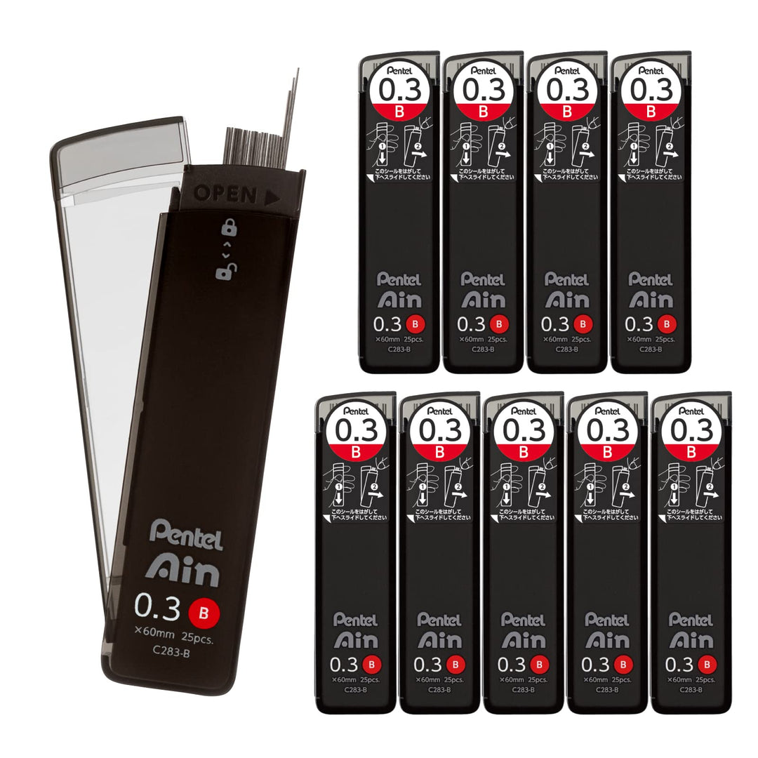Pentel Ain Bleistiftminen Lead Refill • 0,3 mm • B • Box of 10