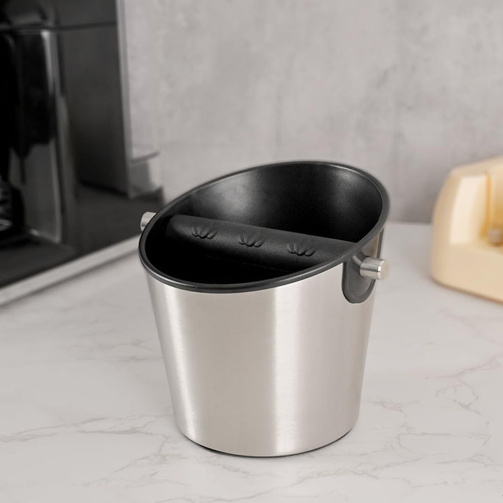 Abklopfbehälter für Siebträger, Kaffeesatz Abschlagbehälter aus Edelstahl mit abnehmbarer Metall-Klo