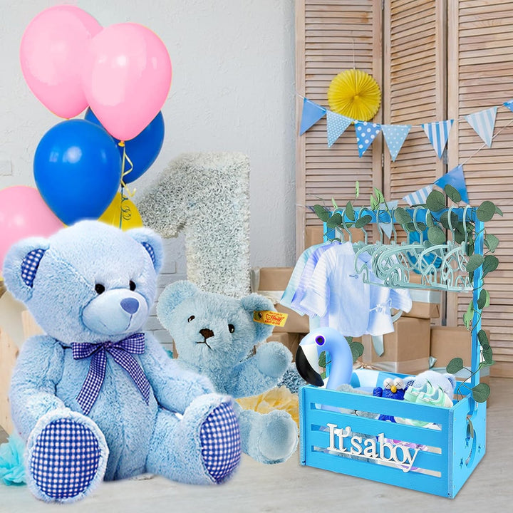 Holz Baby Geschenk Korb mit Griff, Kinder Kleiderbügel und Girlande, Baby Dusche Kiste Schrank, Baby