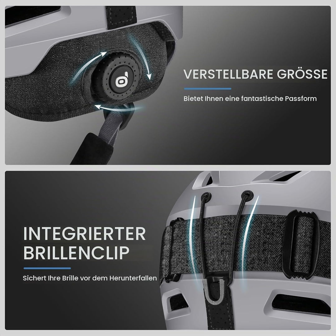 Odoland Skihelm mit Skibrille für Skifahren und Snowboard, Einstellbare Grössenverstellbar, mit Ohre