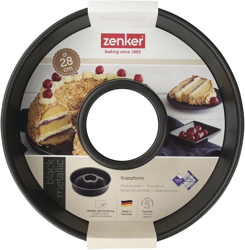 Zenker Frankfurter Kranz Ø 28 cm BLACK METALLIC, runde Kuchenform mit Antihaftbeschichtung, Backform