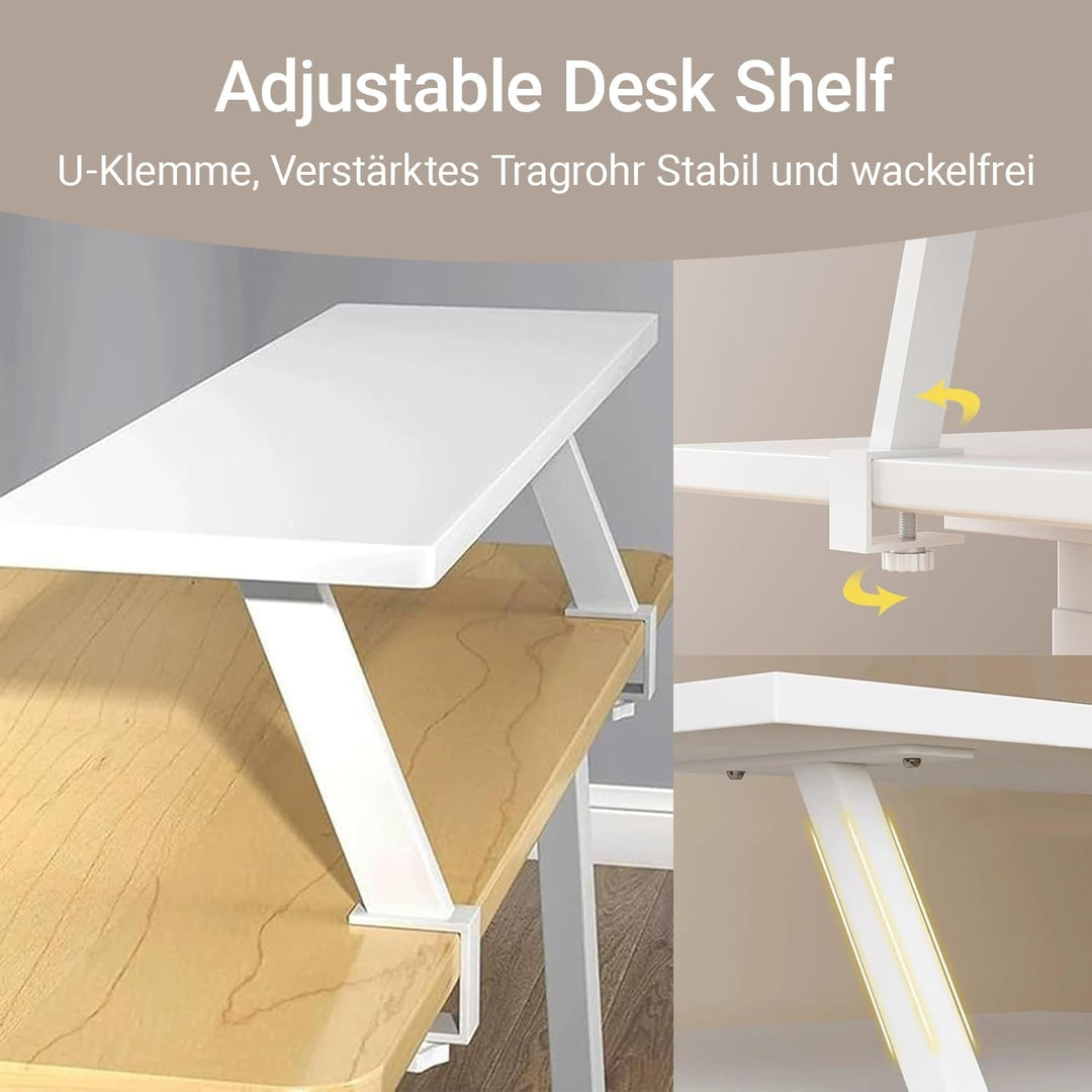 QSTGX Klemmbares Schreibtisch Organizer Regal, Schreibtischregal Adjustable Desk Shelf Clamp Tischve