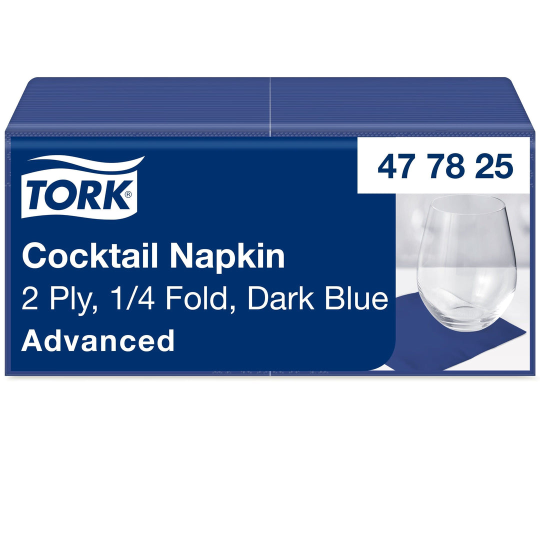 Tork 477825 Cocktailservietten Dunkelblau / Cocktail Serviette in Advanced Qualität mit 1/4 Falz / 1