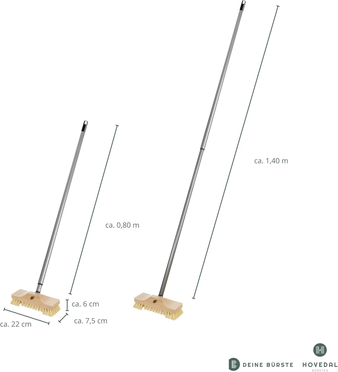 Schrubber mit Stiel / Teleskopstiel – Schrupper aus Holz mit Naturborsten – Ideal für die Reinigung