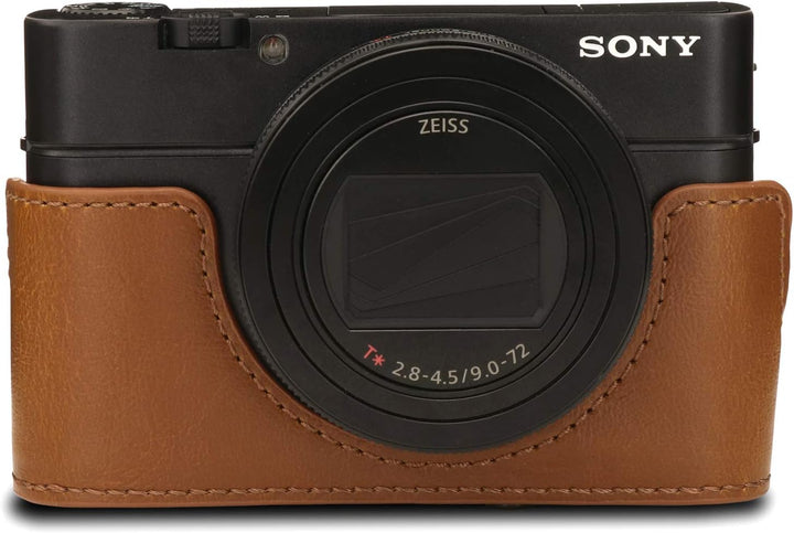 MegaGear MG1732 Ever Ready Leder Kameratasche mit Trageriemen kompatibel mit Sony Cyber-Shot DSC-RX1