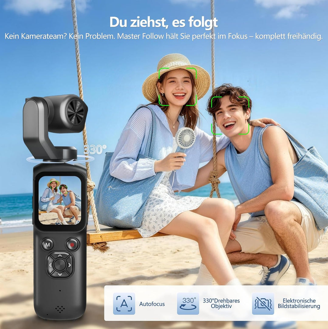 Vlog Kamera 4K, WLAN 75MP Vlogging Kamera, 1.72'' Touchscreen, schnelles Scharfstellen, Gesichtsverf