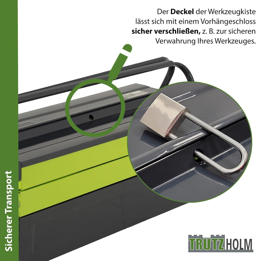 TRUTZHOLM Werkzeugkiste verschiedene Fachanzahl aus Stahl, klappbare Tragegriffe, universell einsetz