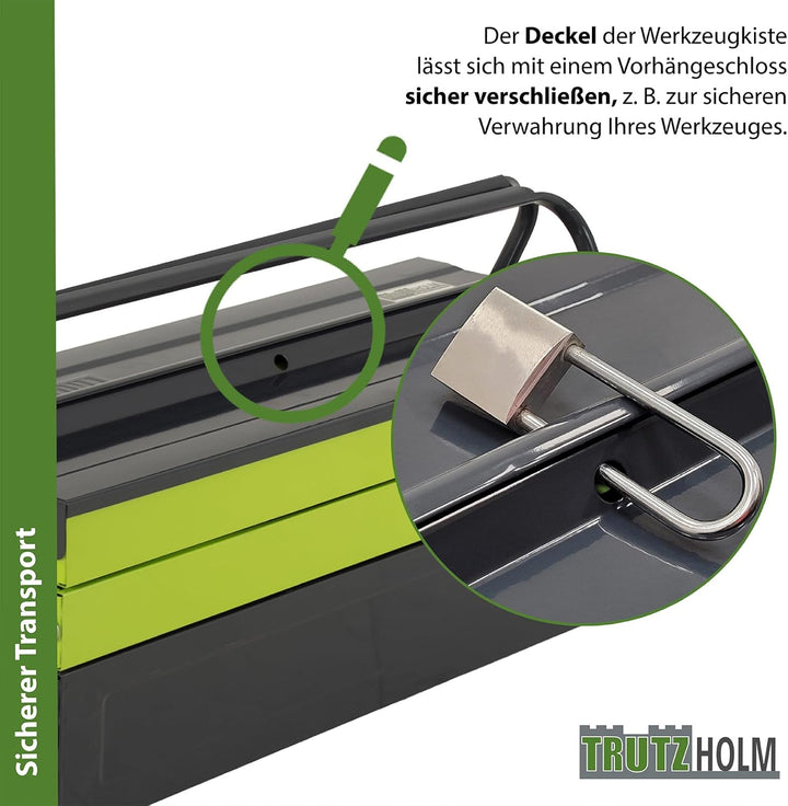 TRUTZHOLM Werkzeugkiste verschiedene Fachanzahl aus Stahl, klappbare Tragegriffe, universell einsetz