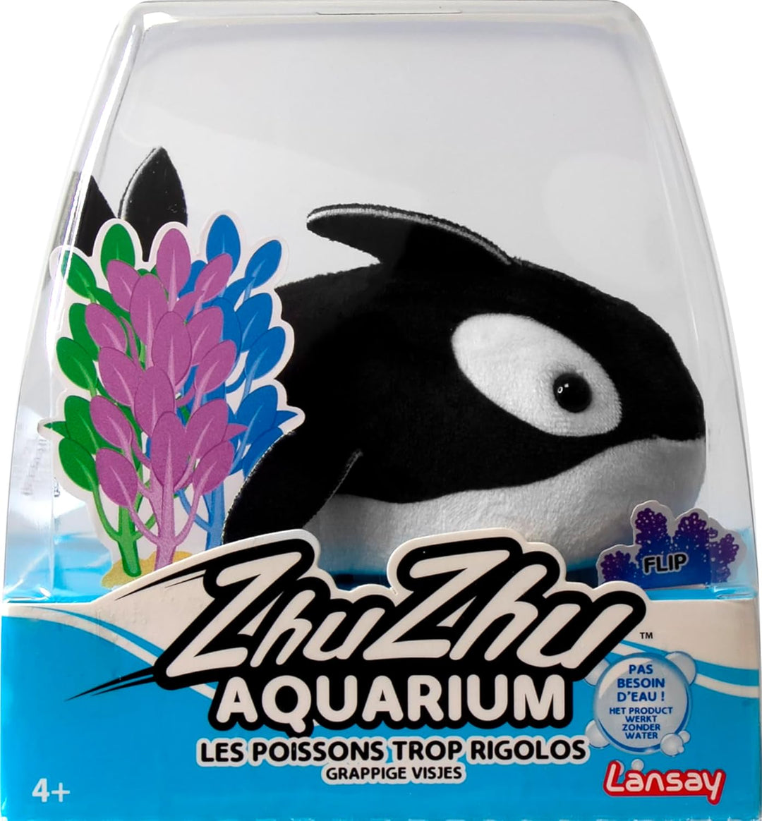 ZHU ZHU Aquarium – Margot der kleine Orca – Schwarz & Weiss – Weiches & interaktives Plüschtier für