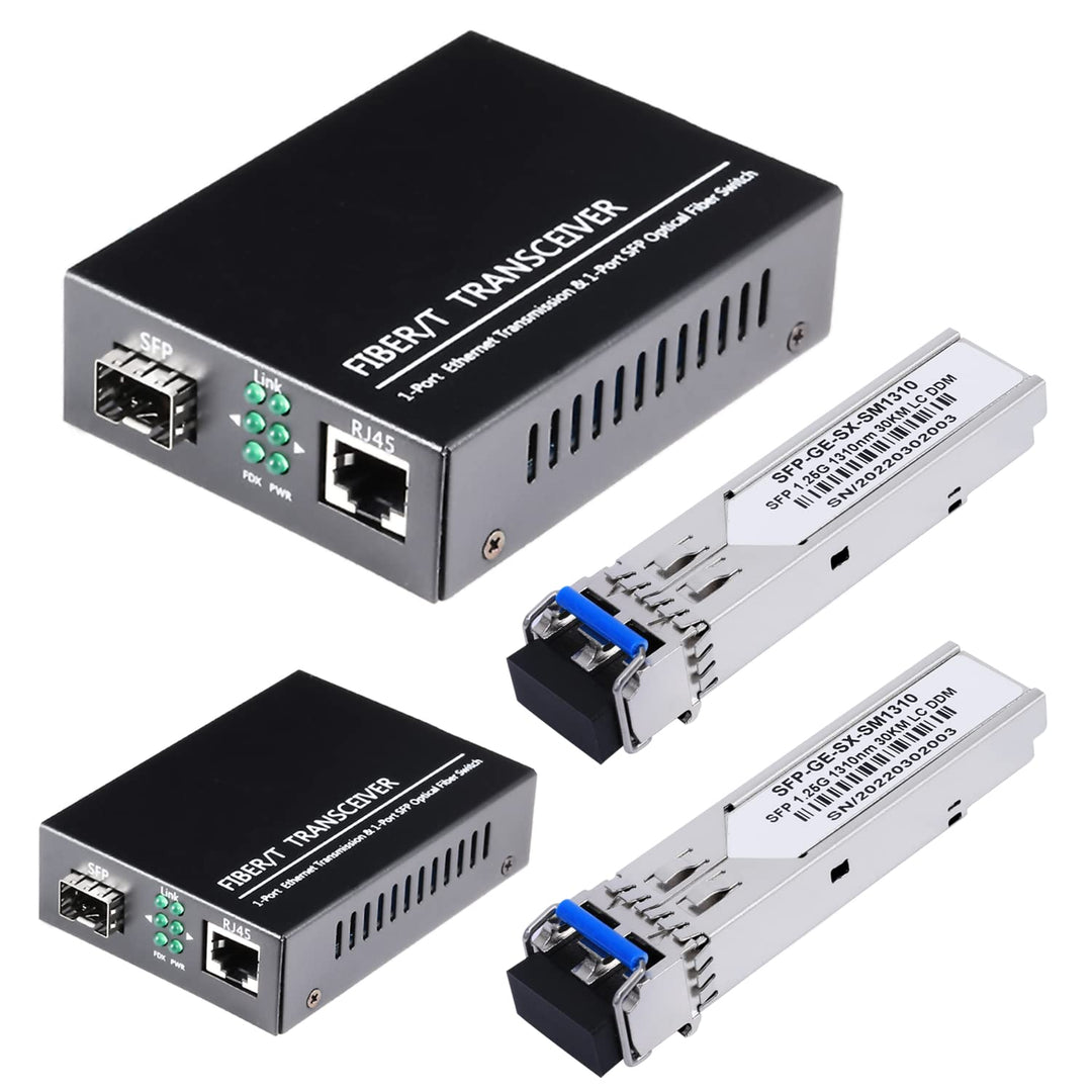 EIN Paar 1,25G / s Bidi Gigabit Singlemode Glasfaser Ethernet Medienkonverter mit 2PCS Bidi SFP LC T