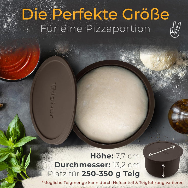 Teigbar« Pizzaballenbox mit Deckel, 4er Set - platzsparende Teigbox aus löse-leichtem Silikon - bis