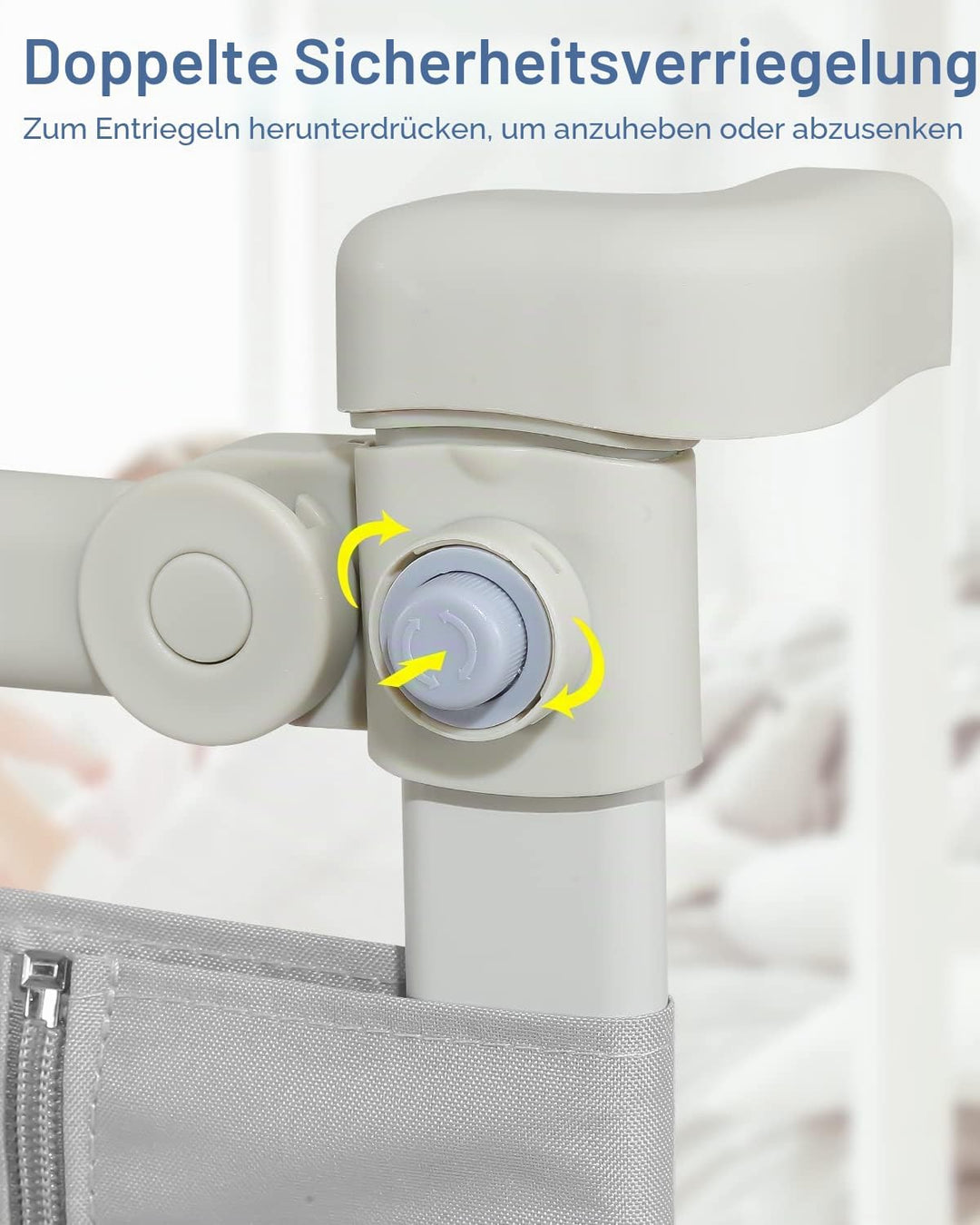 Eulenke 200cm Bettgitter, Bettschutzgitter für Kinderbett, Höhenverstellbar von 70-98cm, Rausfallsch