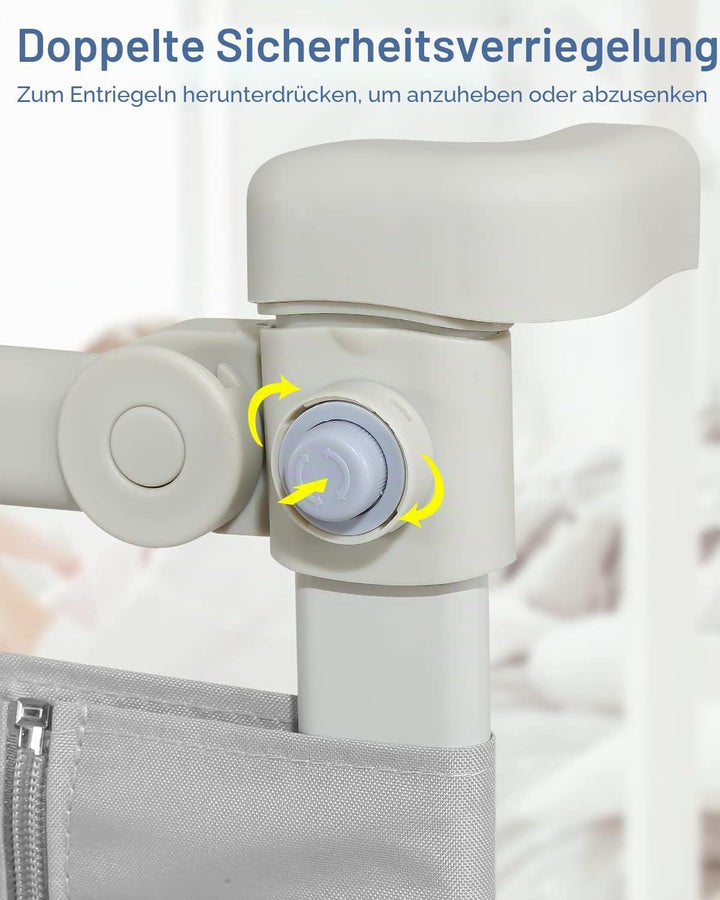 Eulenke 200cm Bettgitter, Bettschutzgitter für Kinderbett, Höhenverstellbar von 70-98cm, Rausfallsch