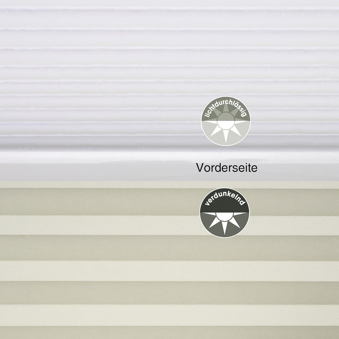 Liedeco® Plissee (Day and Night) verspannt mit Klemmträger / 90 x 130 cm weiss-beige (Breite x Höhe)